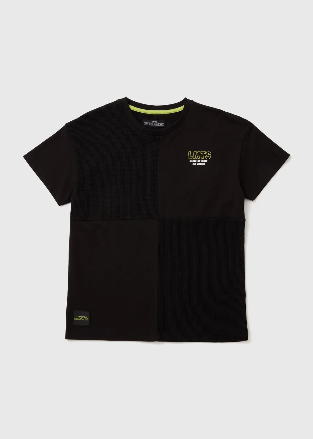 Boys Black Print Textured T-Shirt (7-13yrs) - 7 Yrs Image 1