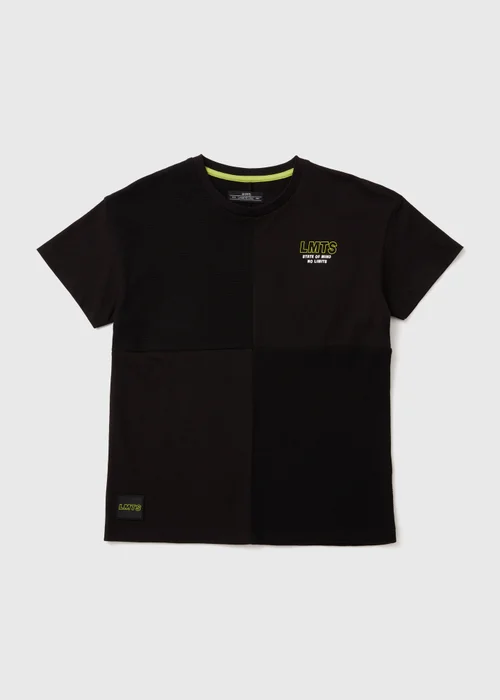 Boys Black Print Textured T-Shirt (7-13yrs) - 7 Yrs Image 1