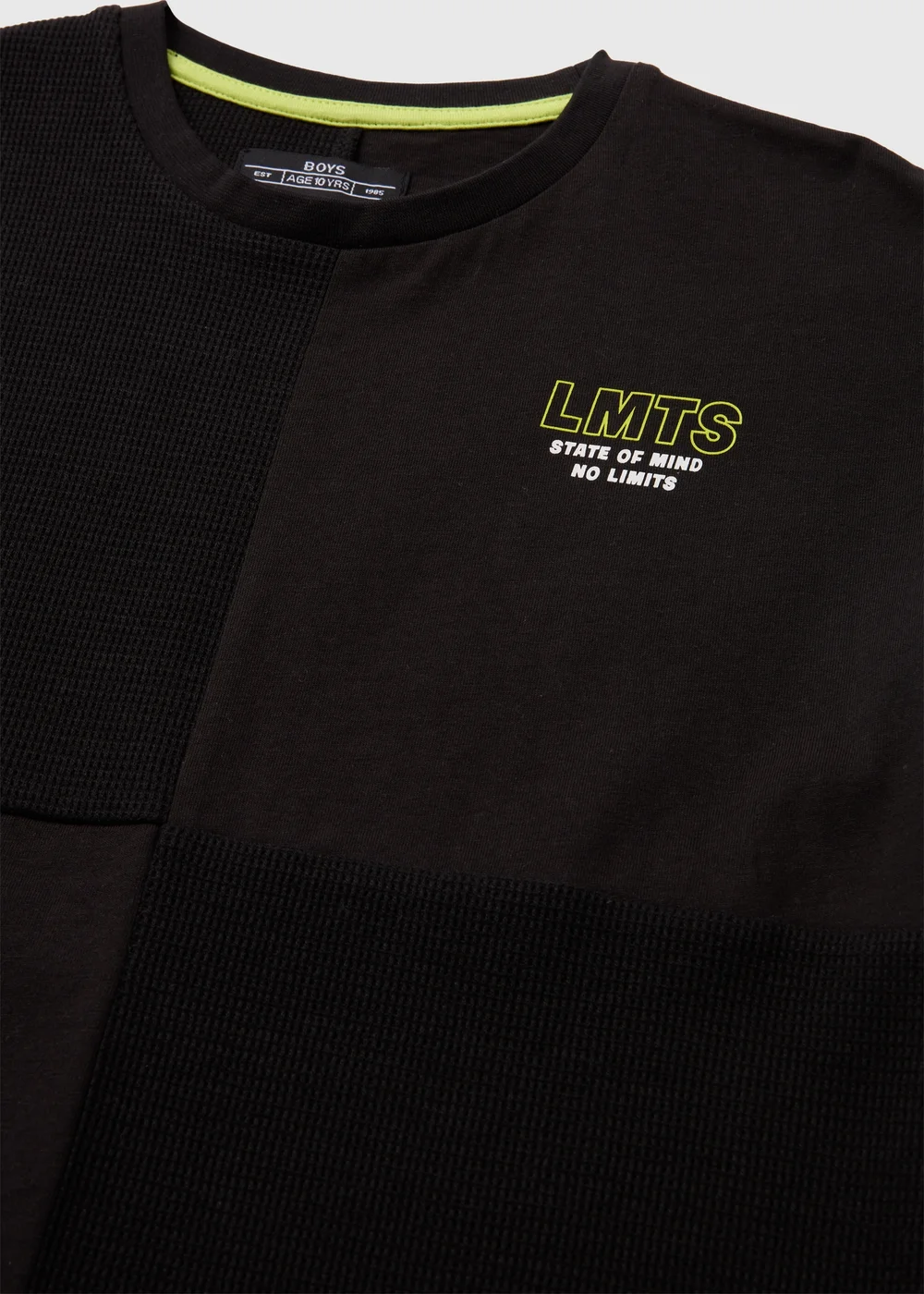 Boys Black Print Textured T-Shirt (7-13yrs) - 7 Yrs Image 2