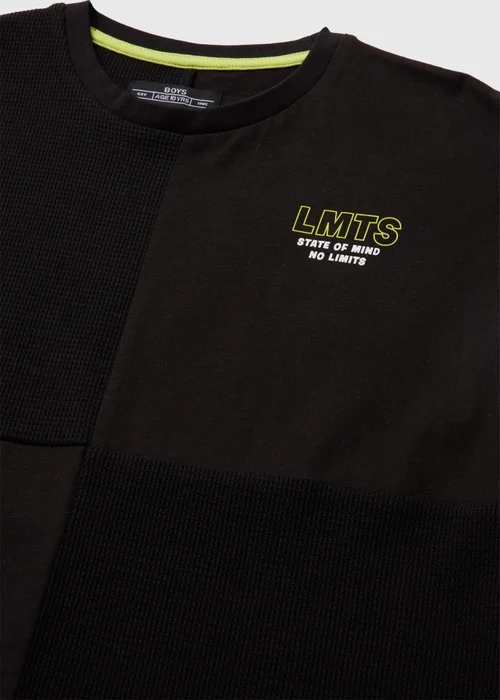 Boys Black Print Textured T-Shirt (7-13yrs) - 7 Yrs Image 2
