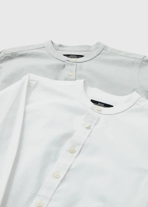 2 Pack Boys White Grandad Shirt (7-13yrs) - 7 Yrs Image 2