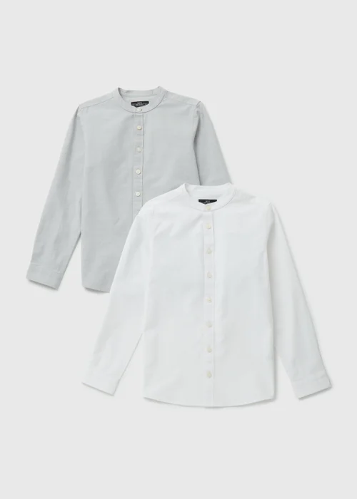 2 Pack Boys White Grandad Shirt (7-13yrs) - 7 Yrs Image 1