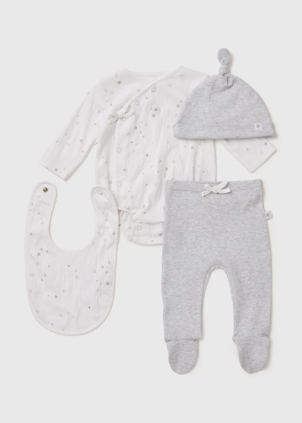 Baby 4 Piece Grey Star Gift Set (Tiny Baby-12mths) - 0-3 months Image 1