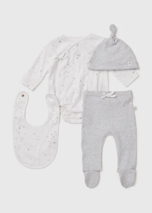 Baby 4 Piece Grey Star Gift Set (Tiny Baby-12mths) - 0-3 months Image 1