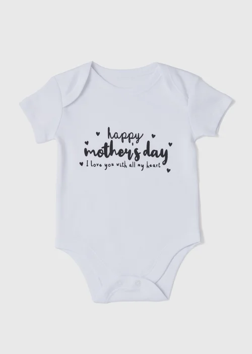 White Baby Mothers Day Bodysuit (Tiny Baby-12mths) - Tiny Baby Image 1