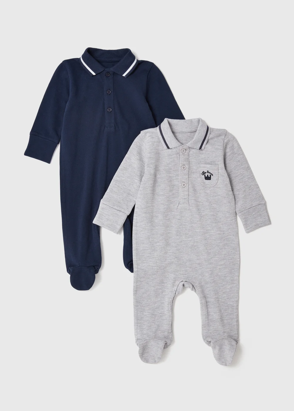 2 Pack Cream Preppy Boy Sleepsuit (Tiny Baby - 18mths) - Tiny Baby Image 1