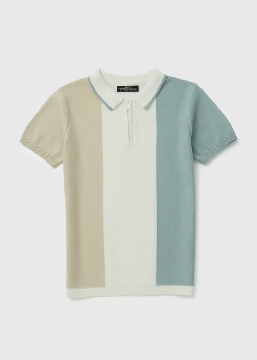 Boys Grey Colour Block Polo Shirt (7-13yrs) - Age 7 Years Image 1