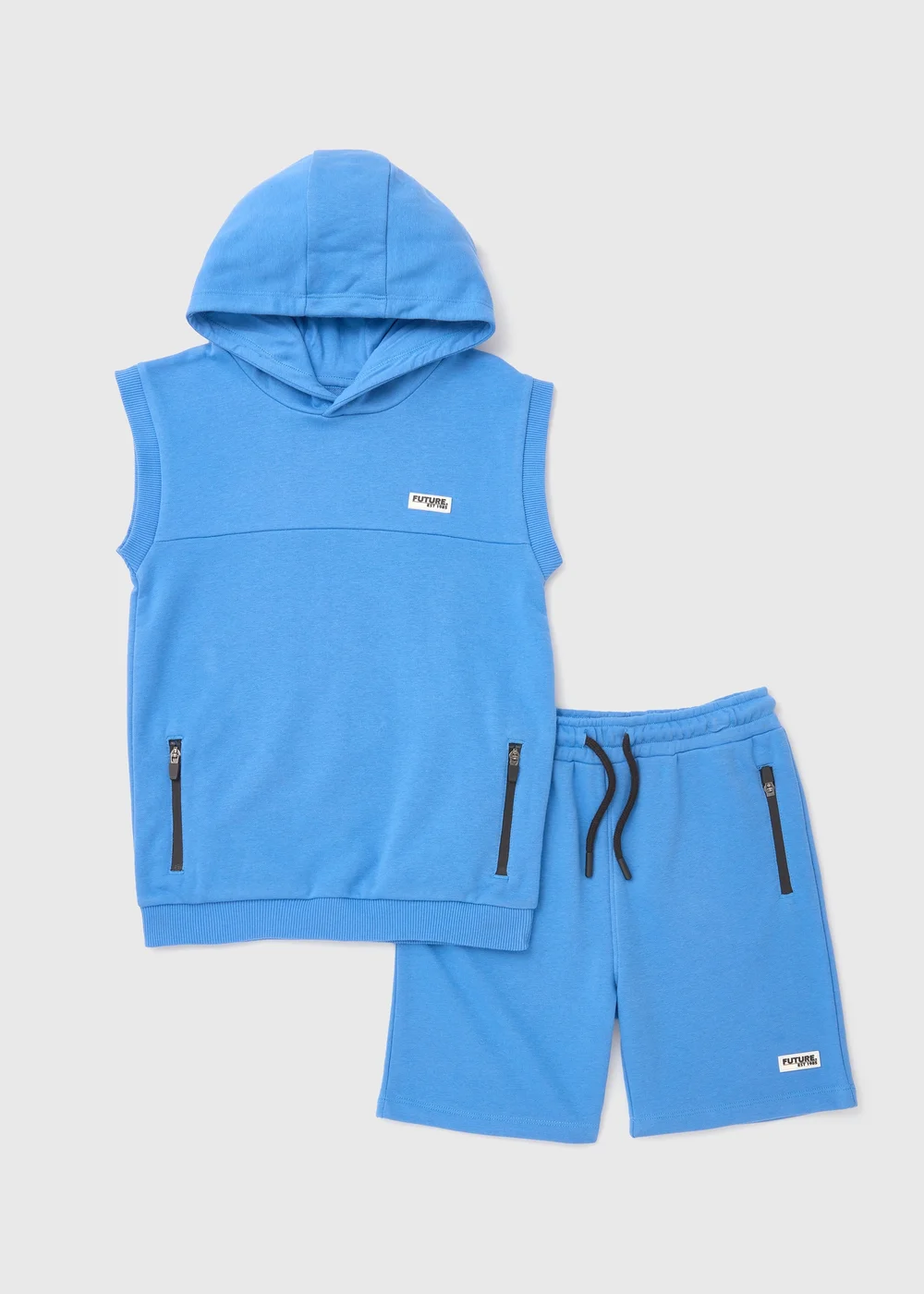 Boys Blue Sleeveless Hoodie & Shorts Set (7-12yrs) - Age 7 Years Image 1