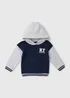 Boys Navy & Grey "Brooklyn" Slogan Hoodie (1-7yrs) - 1-1.5 Yrs Image 1