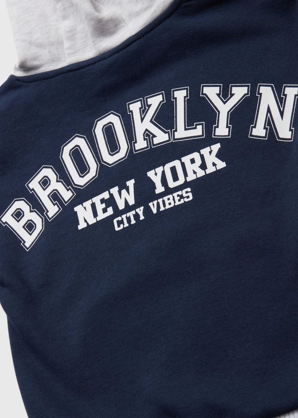 Boys Navy & Grey "Brooklyn" Slogan Hoodie (1-7yrs) - 1-1.5 Yrs Image 2
