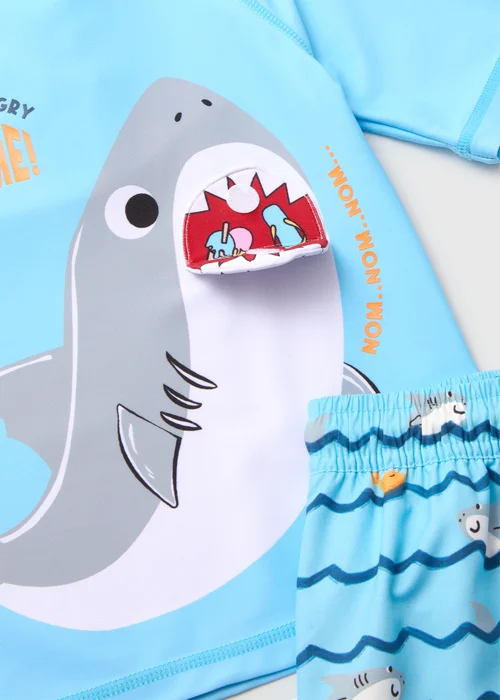 Boys Blue Shark Swim Set (1-7yrs) - 1-1.5 Yrs Image 2