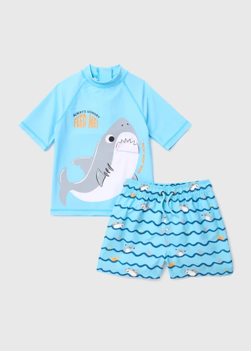 Boys Blue Shark Swim Set (1-7yrs) - 1-1.5 Yrs Image 1