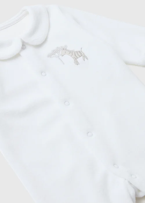 Baby White Zebra Velour Sleepsuit (Tiny Baby-12mths) - Tiny Baby Image 2