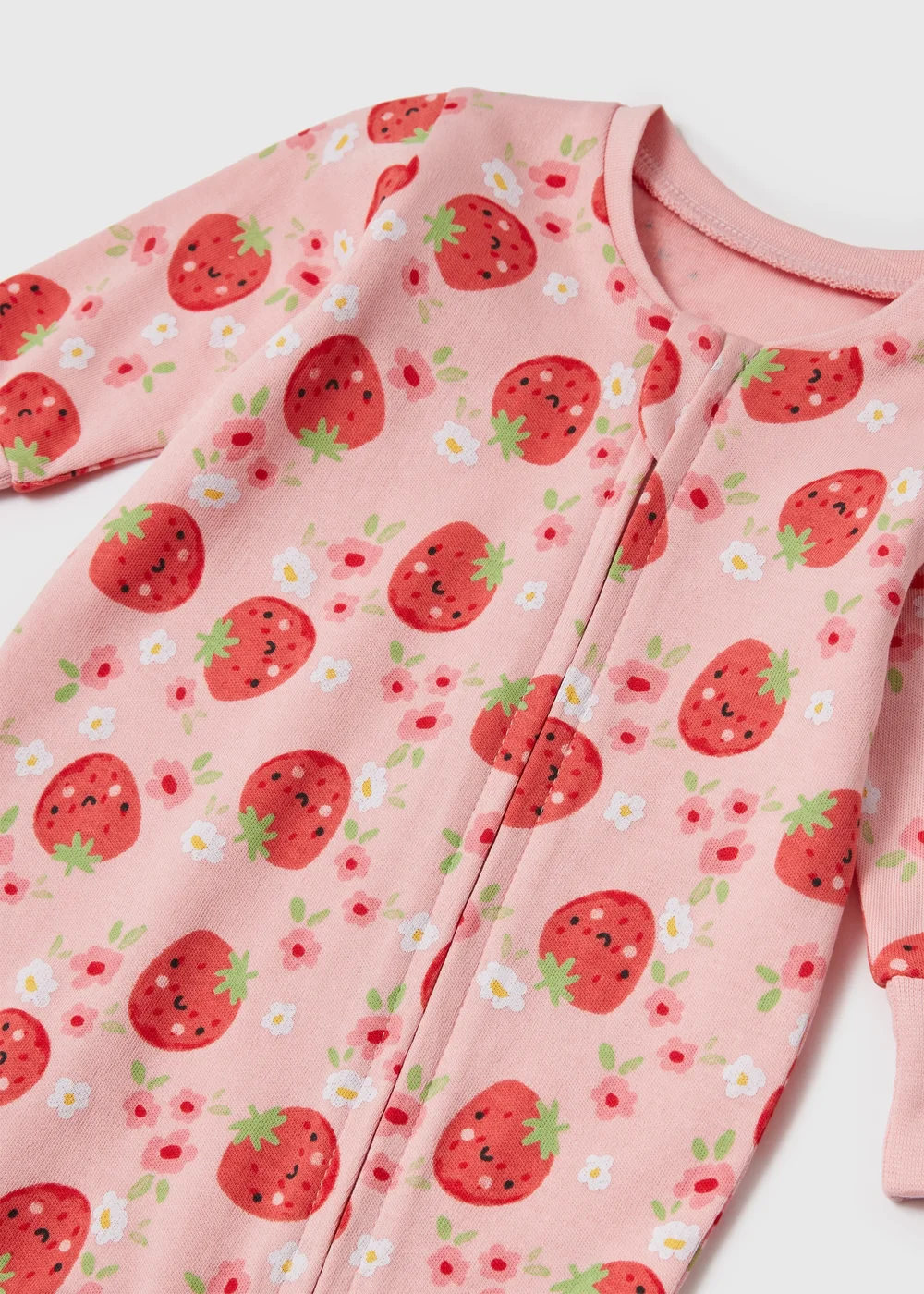 Baby Red Strawberry Zip Sleepsuit (Newborn-18mths) - Newborn Image 2