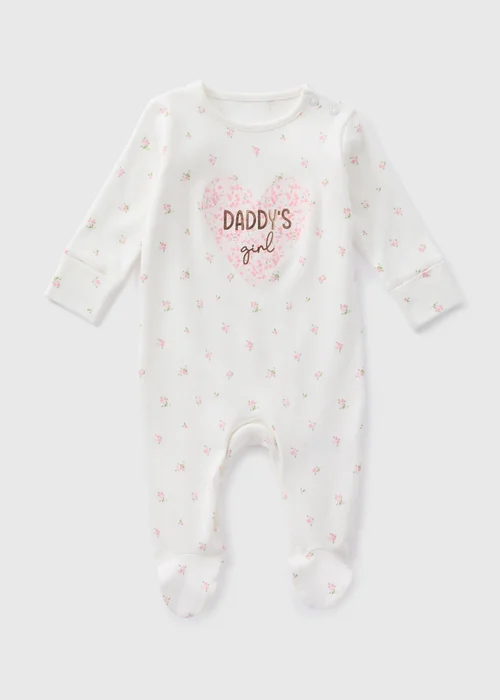 Baby Cream Daddy's Girl Sleepsuit (Tiny Baby-18mths) - Tiny Baby Image 1