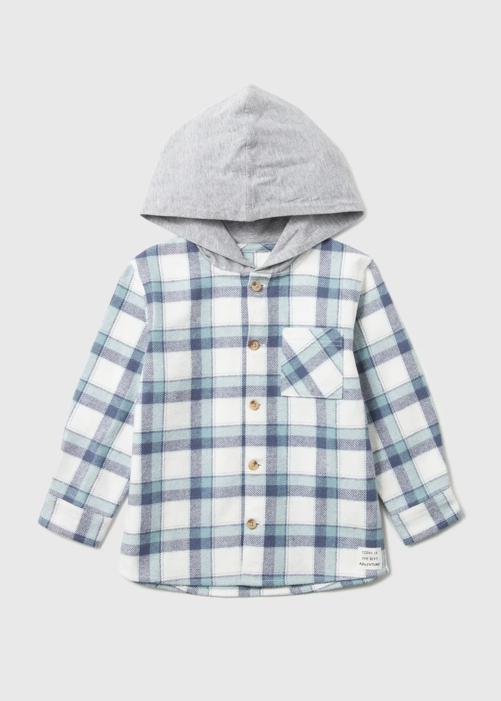 Boys Blue Check Hood Shacket (1-7yrs) - 1-1.5 Yrs Image 1