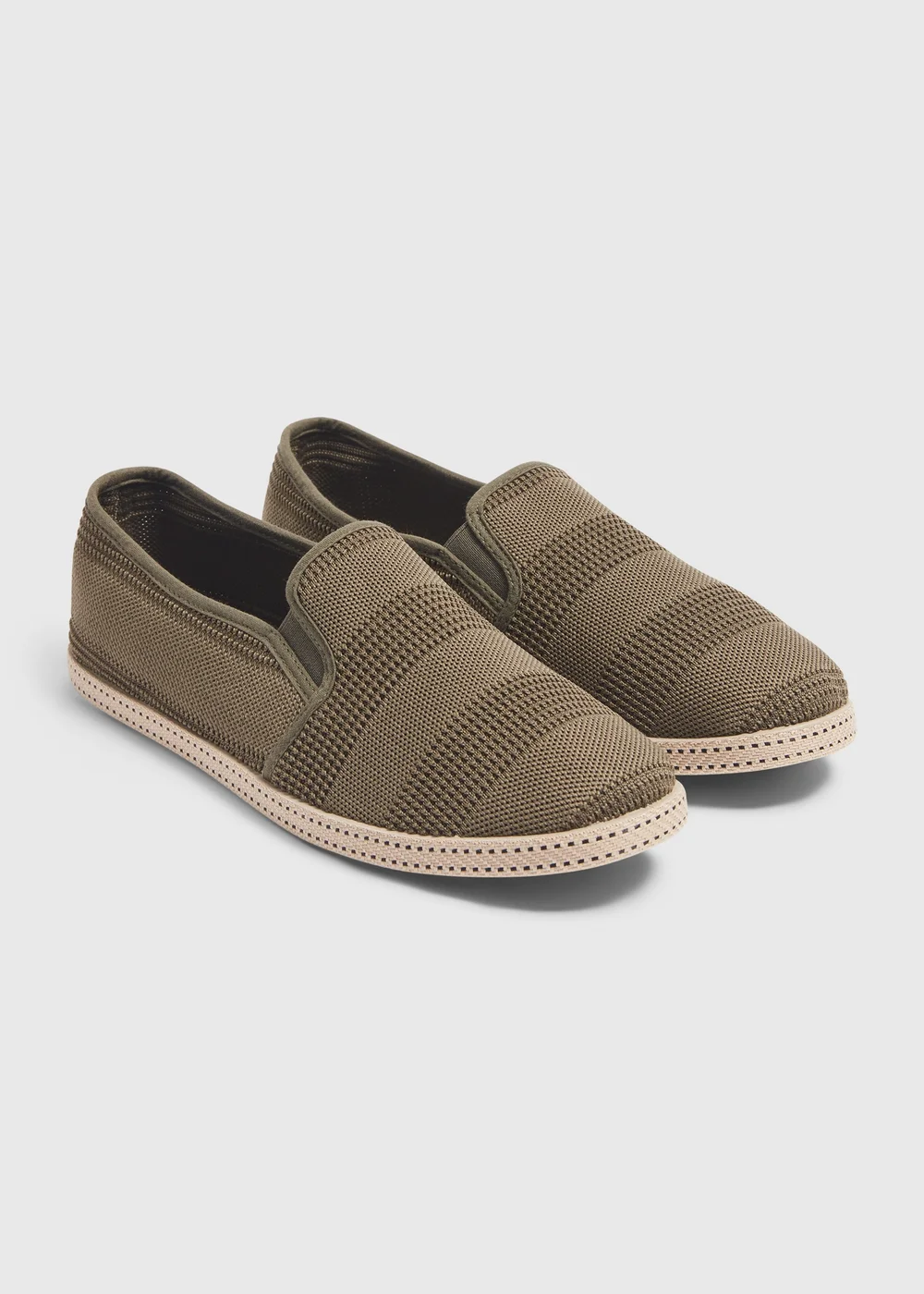 Khaki Textured Stripe Espadrille - Size 6 Image 1