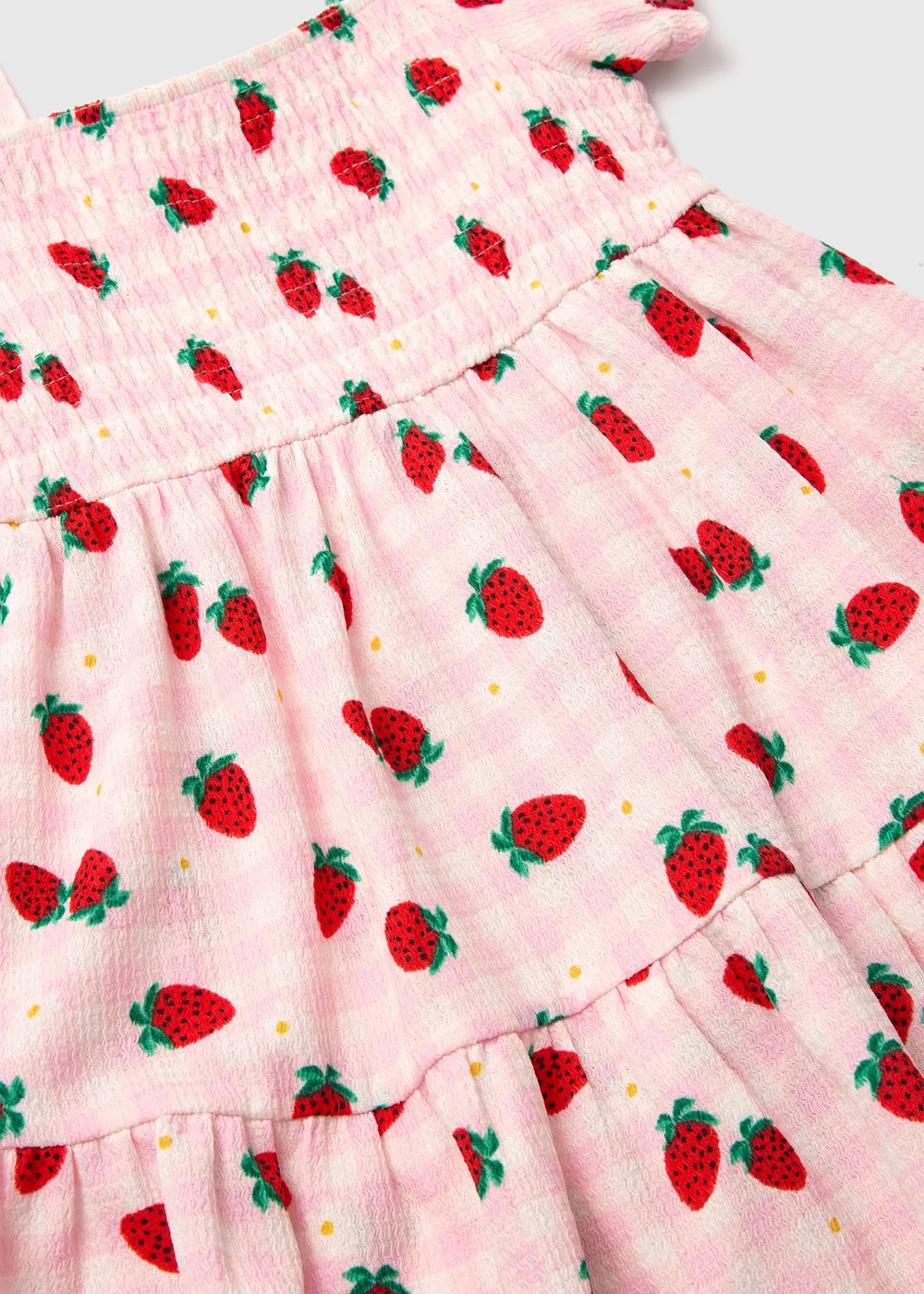 Girls Pink Strawberry Print Crinkle Dress (1-7yrs) - 1-1.5 Yrs Image 2