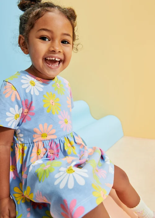 Girls Blue Daisy Dress (1-7yrs) - 1-1.5 Yrs Image 3