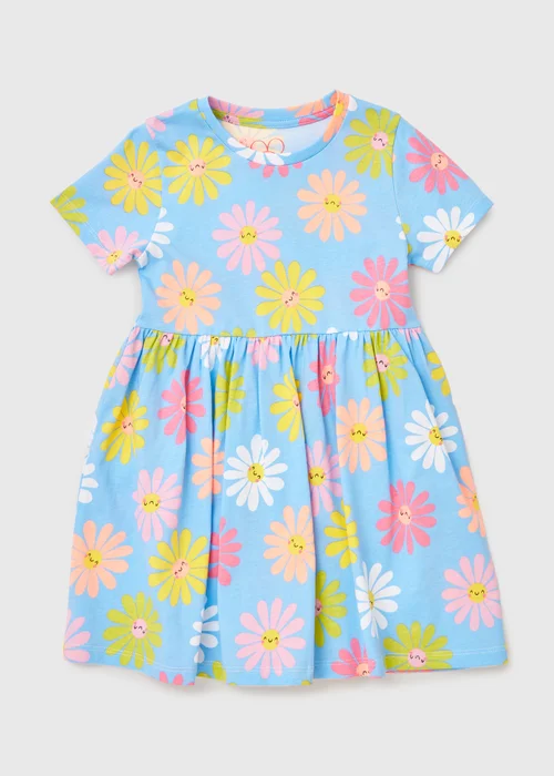 Girls Blue Daisy Dress (1-7yrs) - 1-1.5 Yrs Image 1