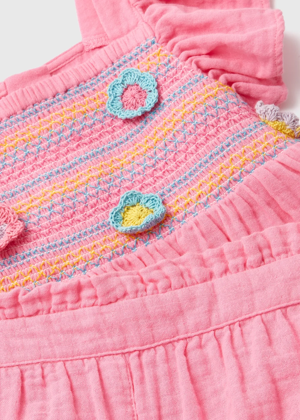 Girls Pink Embroidered Mesh Top & Shorts Set (1-7yrs) - 1-1.5 Yrs Image 2