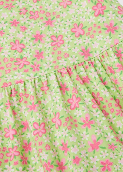 Girls Green Flower Print Viscose Dress (1-7yrs) - 1-1.5 Yrs Image 2