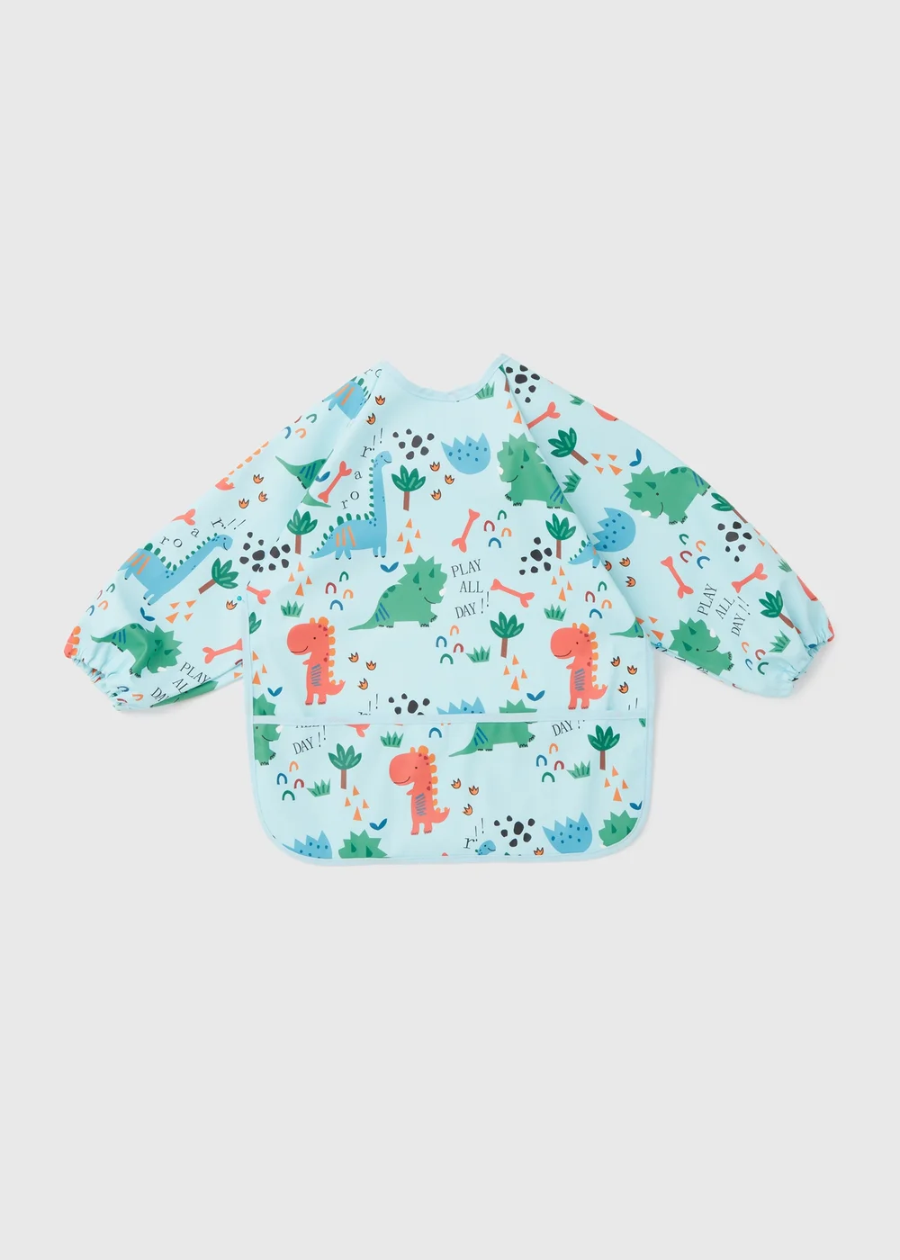 Baby Blue Dino Print Coverall Bib - One Size Image 1