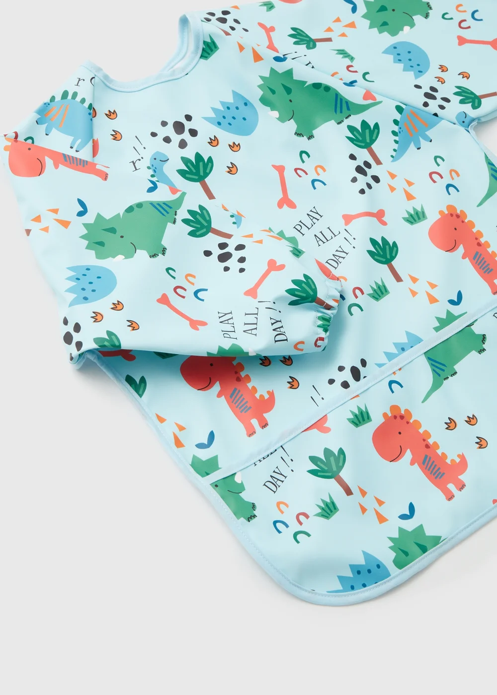 Baby Blue Dino Print Coverall Bib - One Size Image 2