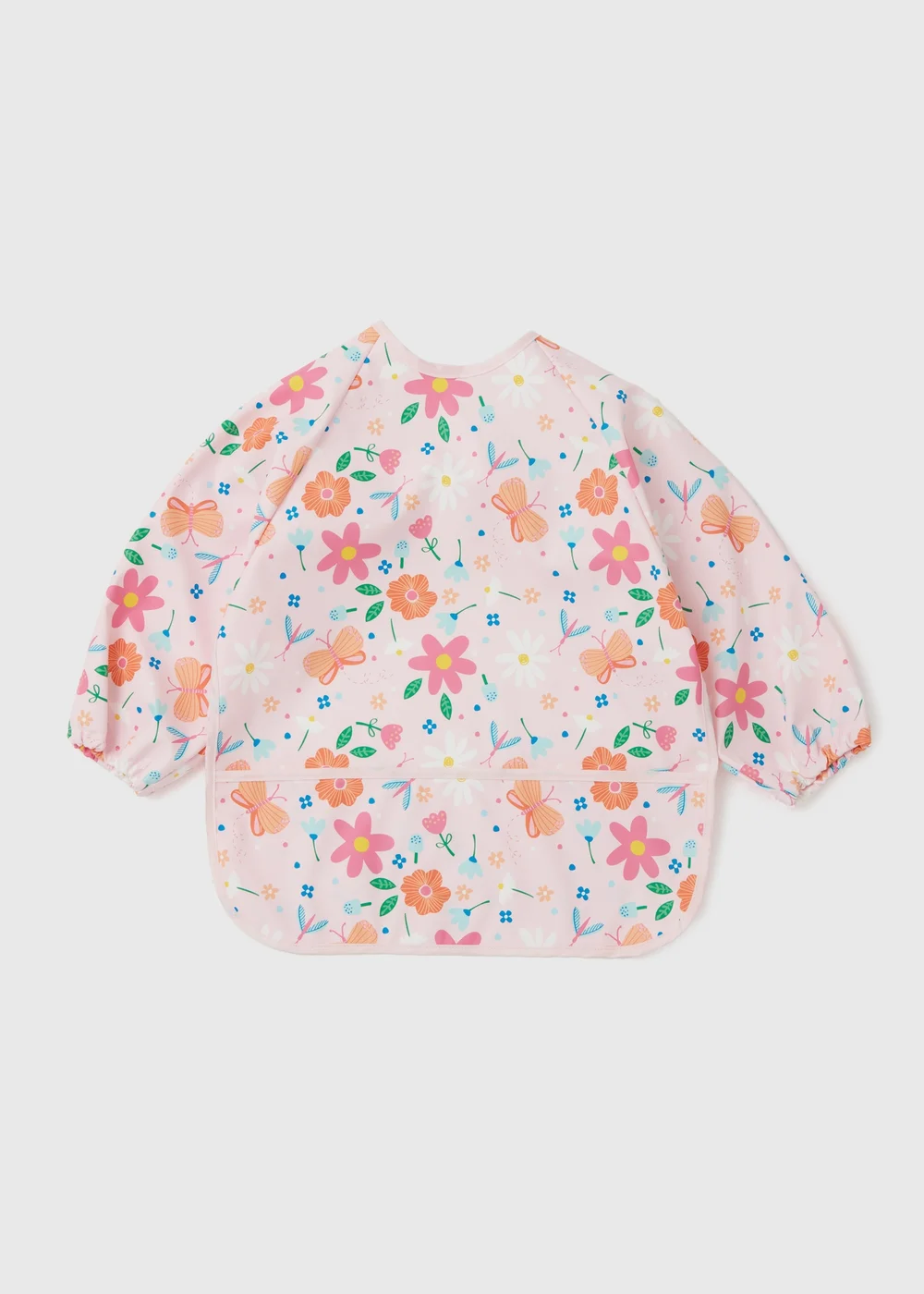 Baby Pink Floral Print Coverall Bib - One Size Image 1
