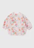 Baby Pink Floral Print Coverall Bib - One Size Image 1