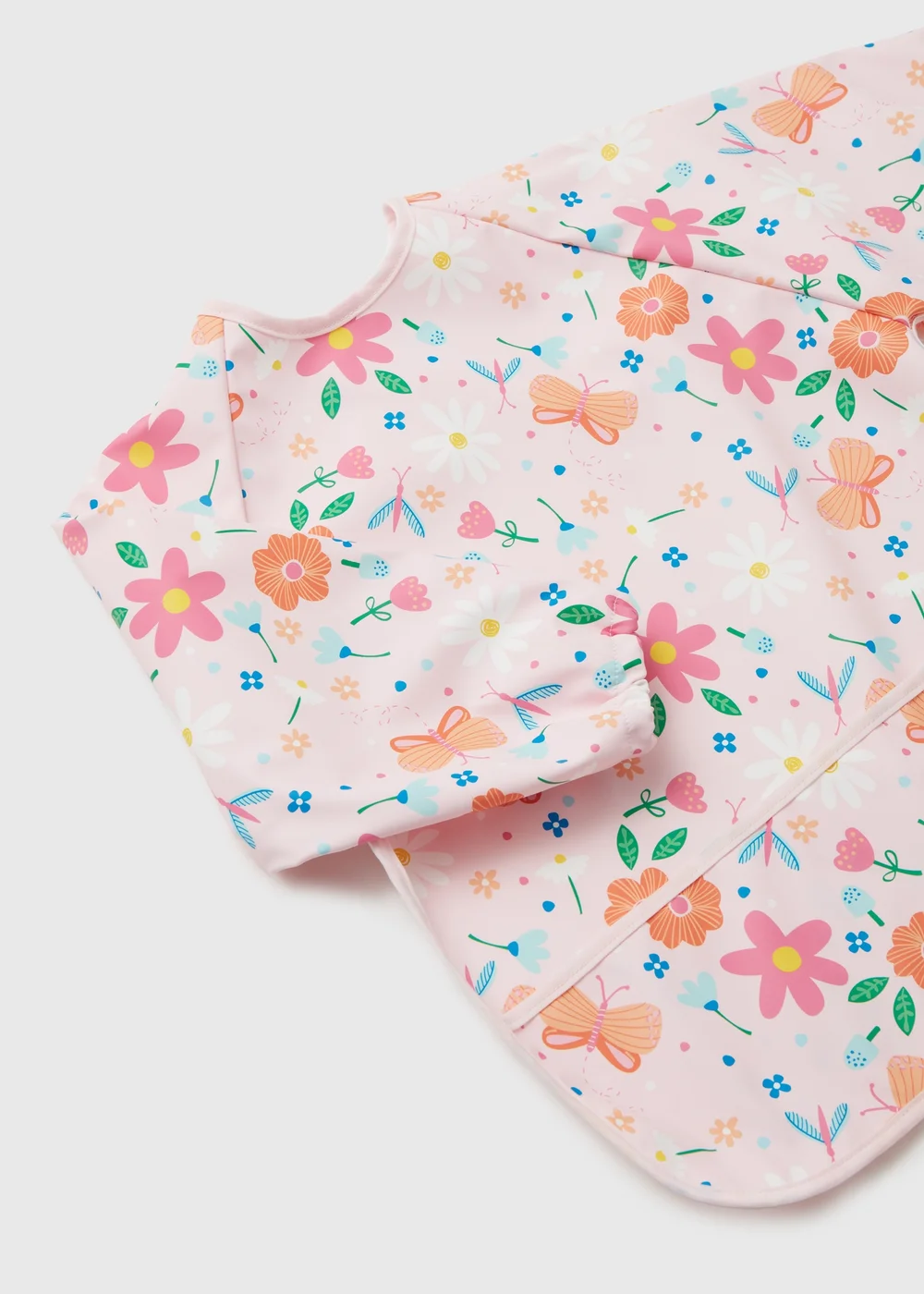 Baby Pink Floral Print Coverall Bib - One Size Image 2