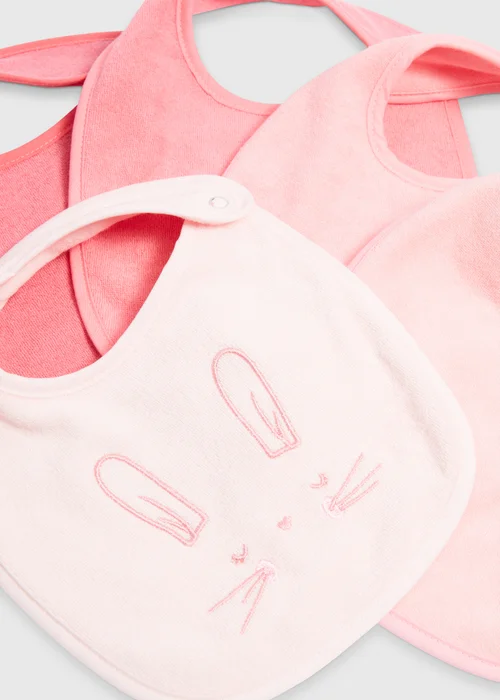 Baby 5 Pack Pink Terry Bunny Bibs - One Size Image 2