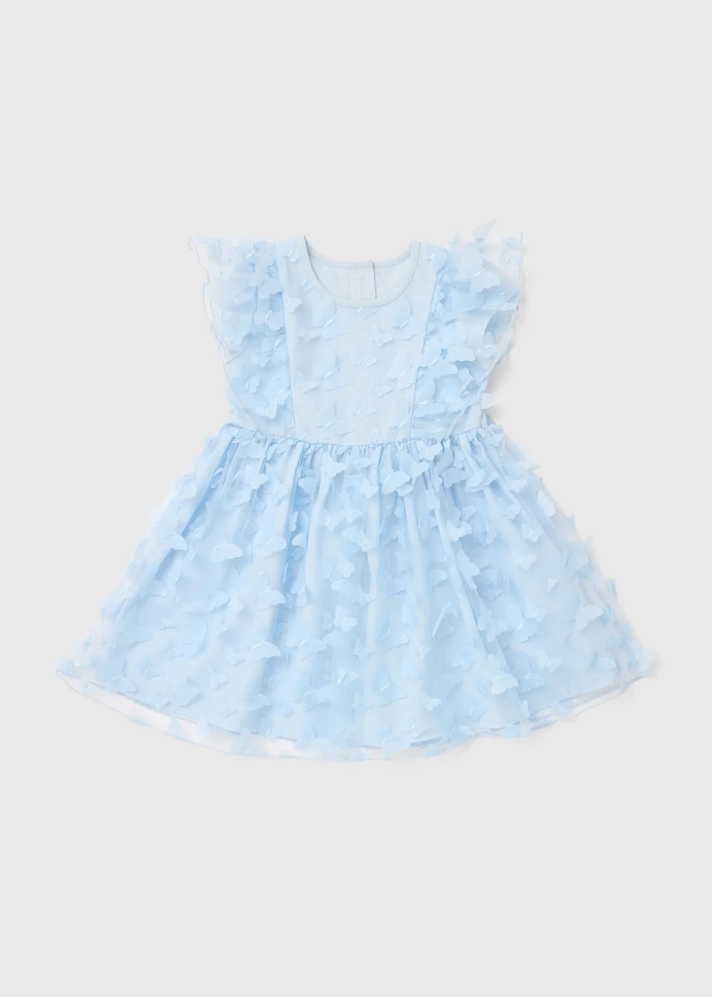 Blue 3D Butterfly Dress for Girls (1-7yrs) - 1-1.5 Yrs Image 1