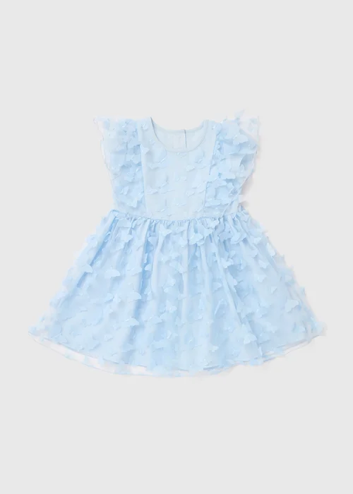 Blue 3D Butterfly Dress for Girls (1-7yrs) - 1-1.5 Yrs Image 1