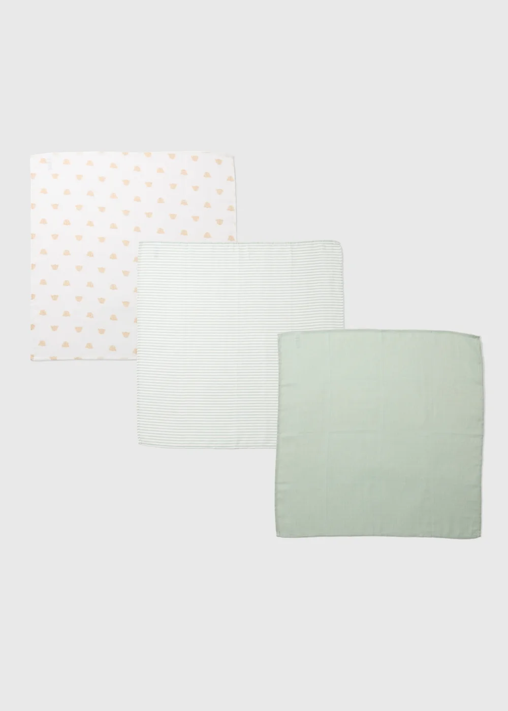 Baby 3 Pack Sage Muslin Squares - One Size Image 2