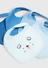 Baby 5 Pack Blue Terry Bear Bibs - One Size Image 2