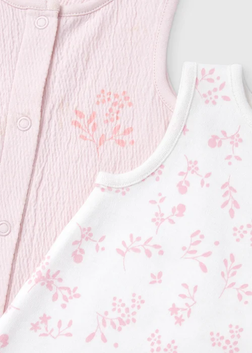 Baby 2 Pack Pink Crinkle Romper(Tiny Baby-18mths) - 0-3 months Image 2