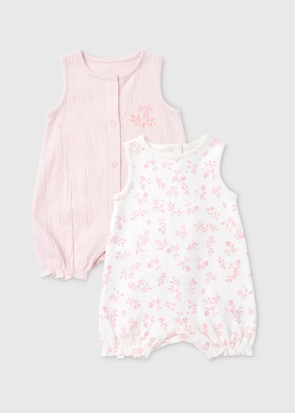 Baby 2 Pack Pink Crinkle Romper(Tiny Baby-18mths) - 0-3 months Image 1