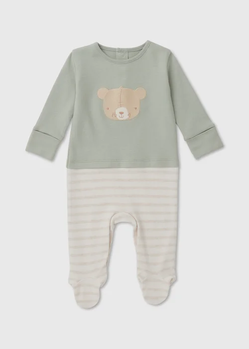 Baby Sage Bear Outfit Sleepsuit (Tiny Baby-12mths) - Tiny Baby Image 1