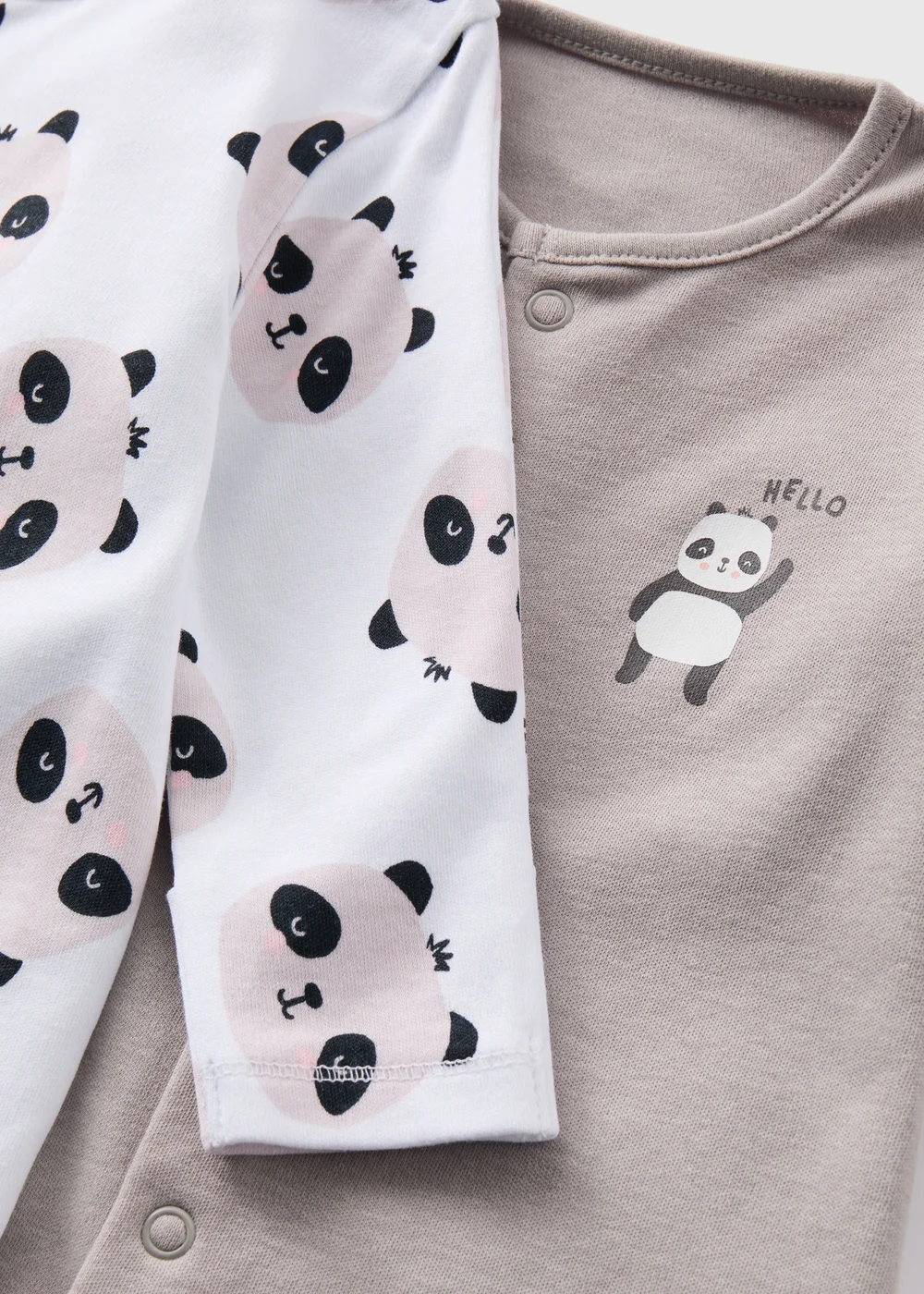 Baby 2 Pack Grey & White Panda Sleepsuits (Newborn-23mths) - Newborn Image 2