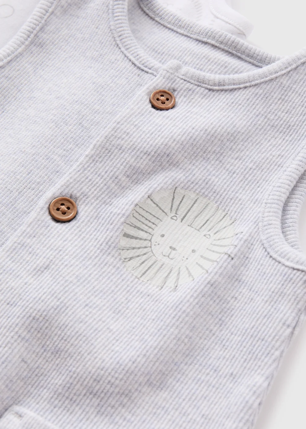 Baby 2 Pack Grey Ribbed Romper (Tiny Baby-18mths) - 0-3 months Image 2
