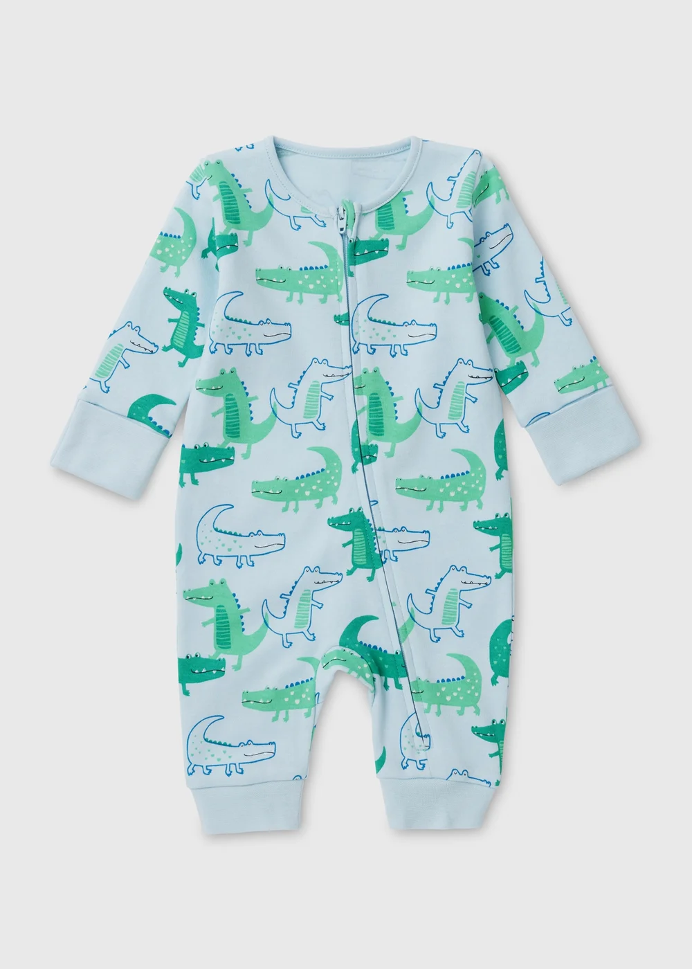 Baby Blue Crocodile Print Sleepsuit (Newborn-18mths) - Newborn Image 1