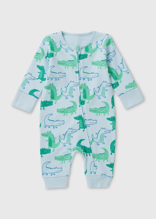 Baby Blue Crocodile Print Sleepsuit (Newborn-18mths) - Newborn Image 1