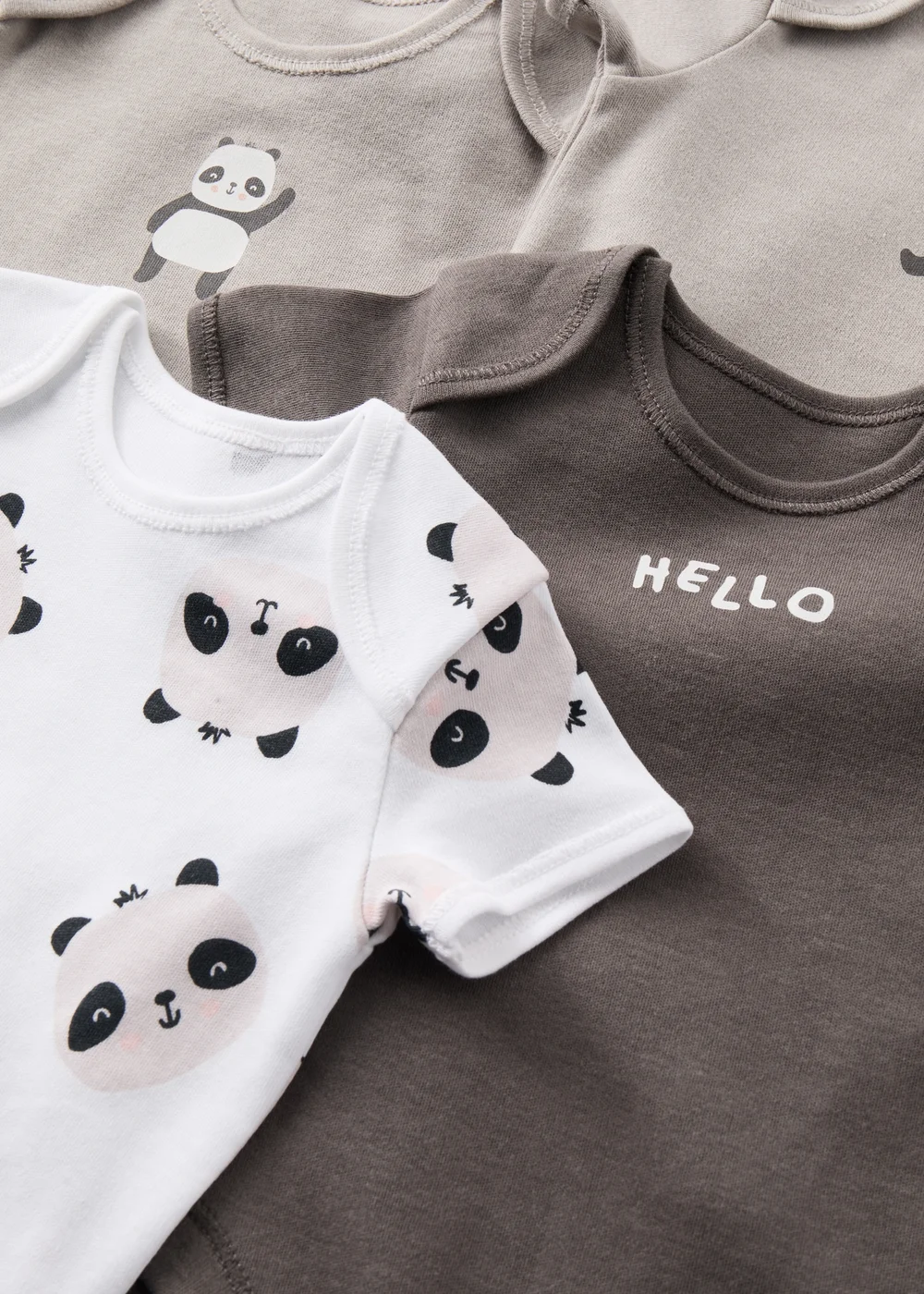 Baby 5 Pack Grey Panda Bodysuits (Newborn-23mths) - 0-3 months Image 2