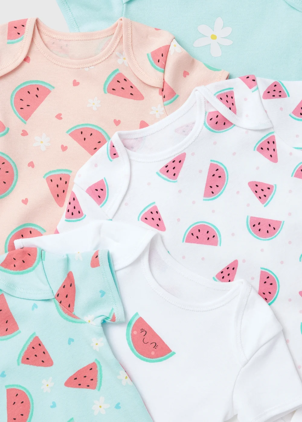 Baby 5 Pack Blue Watermelon Bodysuits (Newborn-23 mths) - 0-3 months Image 2