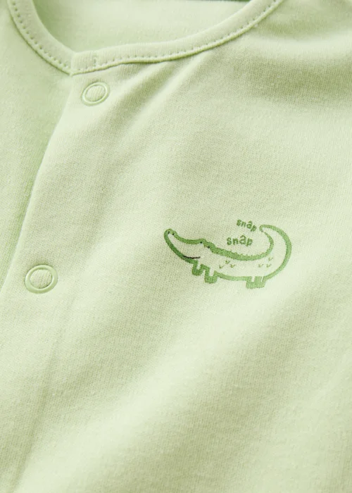 Baby 2 Pack Green Croc Sleepsuits (Newborn-23mths) - Newborn Image 2