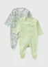 Baby 2 Pack Green Croc Sleepsuits (Newborn-23mths) - Newborn Image 1