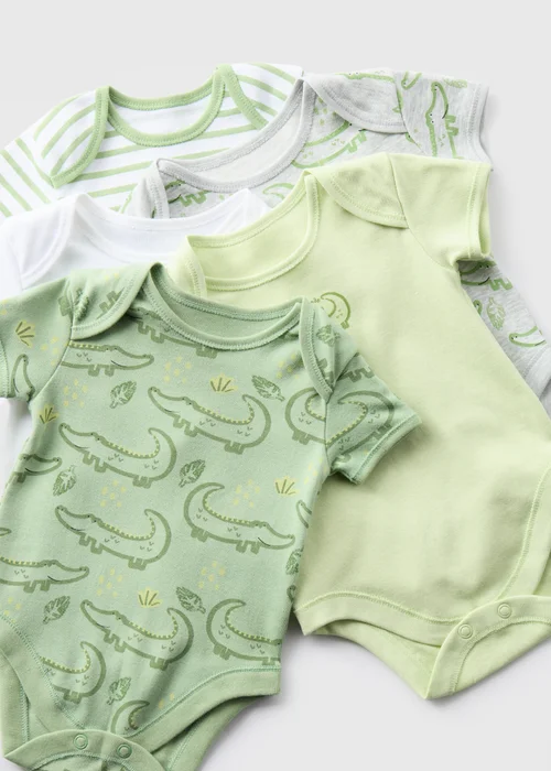 Baby 5 Pack Green Croc Bodysuits (Newborn-23mths) - 0-3 months Image 2