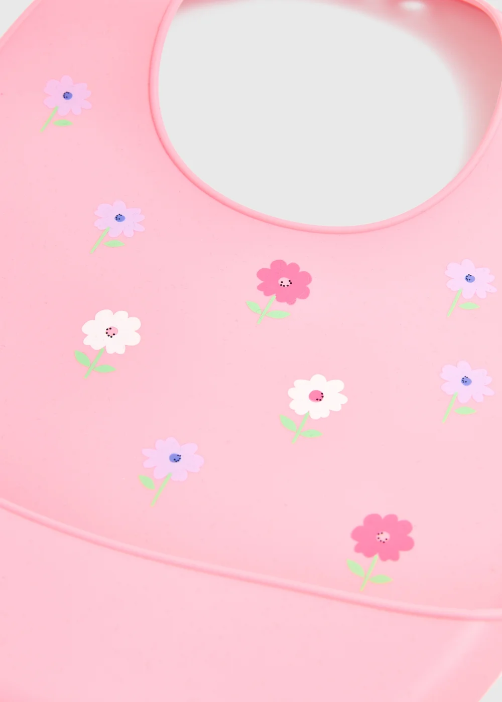 Baby Pink Floral Silicone Bib - One Size Image 2