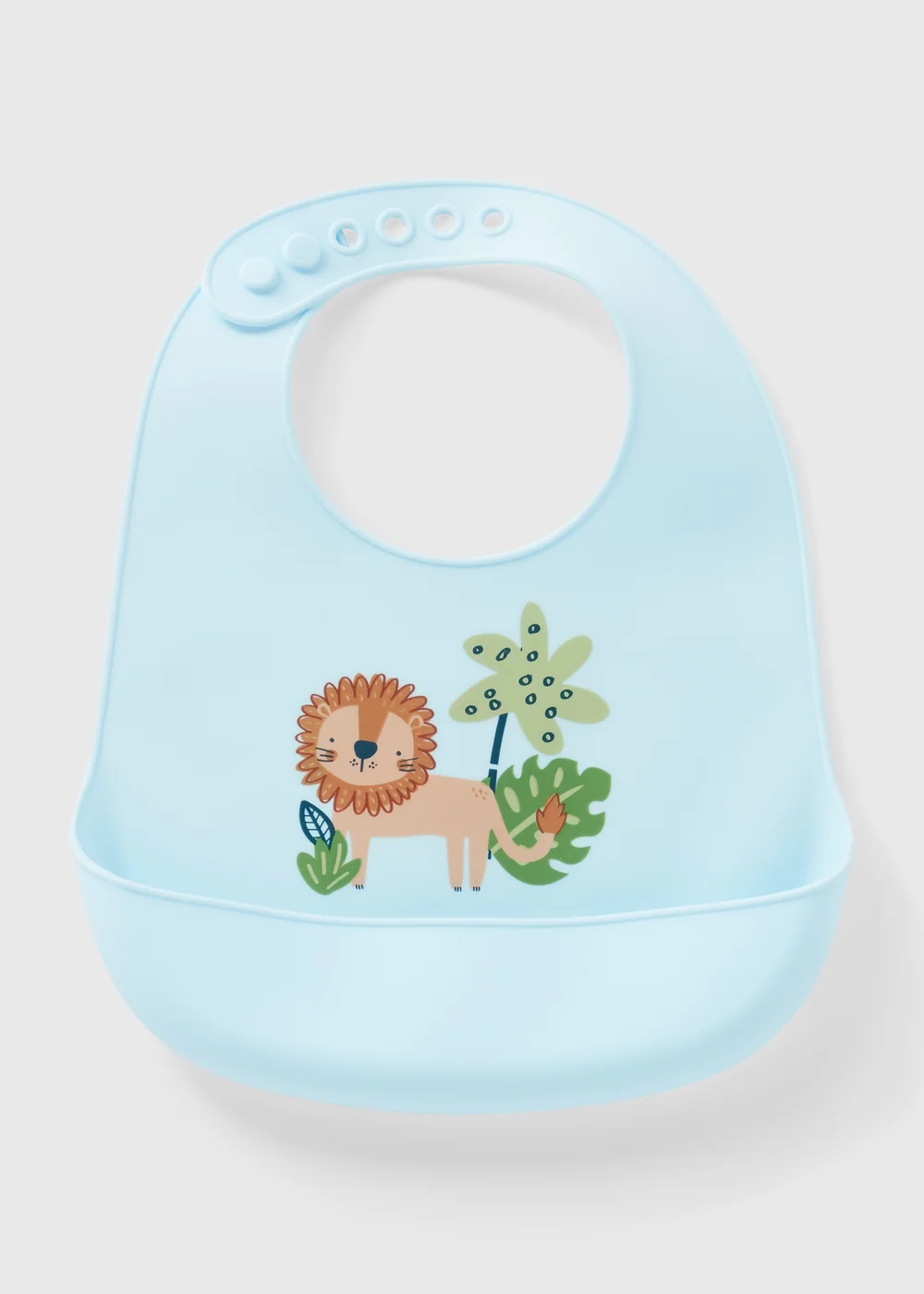 Baby Blue Lion Print Silicone Bib - One Size Image 1